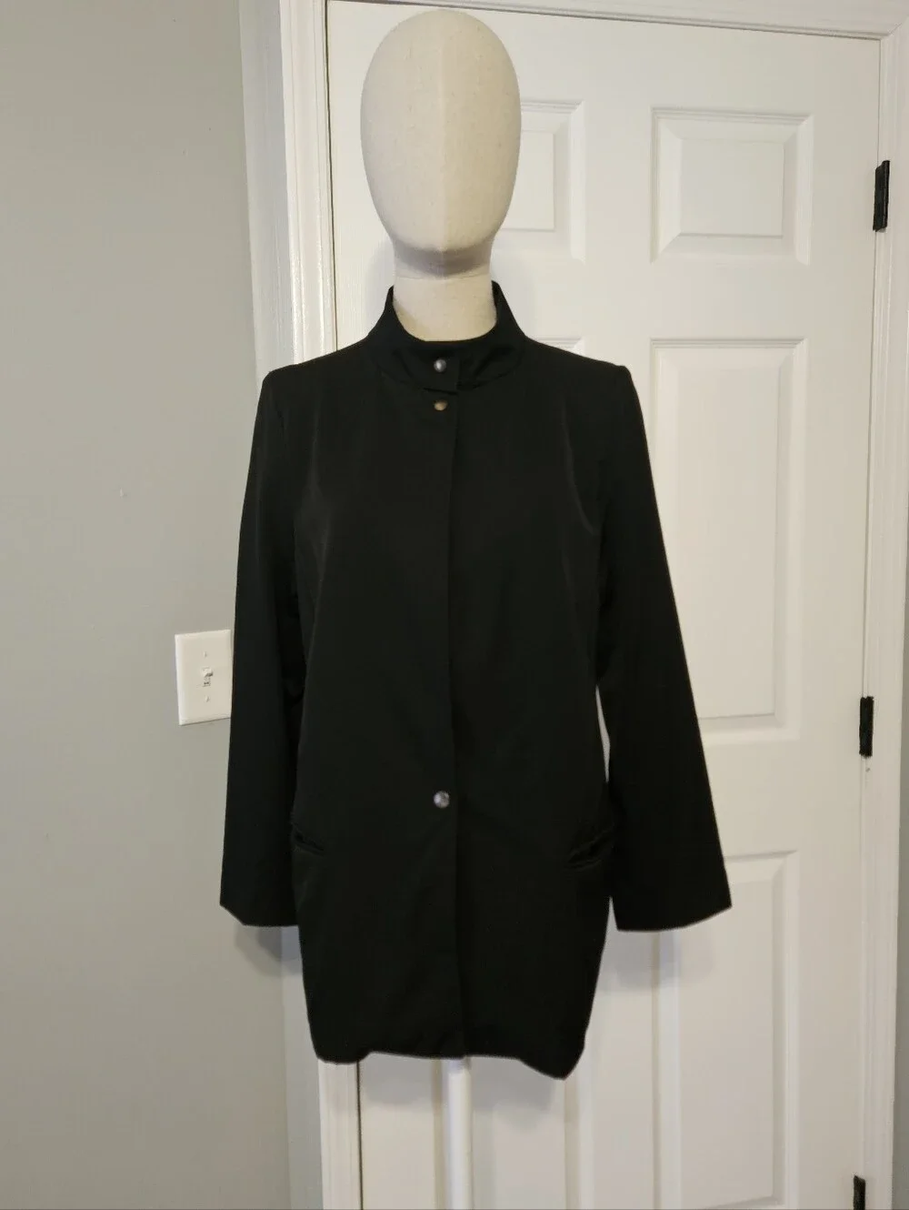 Women's Black Stand Collar Blazer Jacket